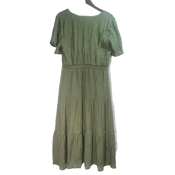 Moss Green Boho Maxi Dress for Summer and Vacation Large - Picture 8 of 13